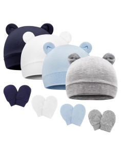 Conjunto Gorro y Manoplas Orejas de Oso AQOKKA 0-3 Meses