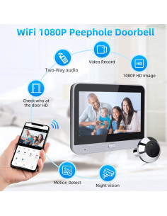 Mirilla Digital Diyeeni 1080P con Monitor 4.3" y Visión Nocturna 2