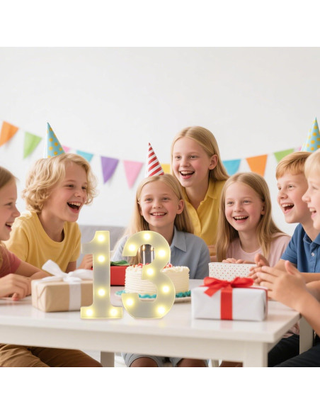 Luz de Número LED 13 SKYPHAROS para Cumpleaños y Decoración