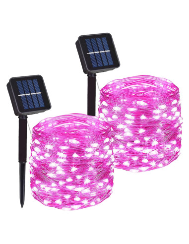 Luces de Cuerda LED Solar 200 luces 20m Rosa DAYLIGHTIR