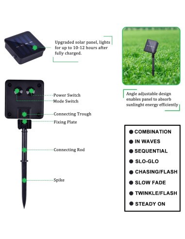 Luces de Cuerda LED Solar 200 luces 20m Rosa DAYLIGHTIR