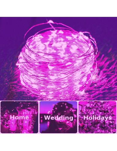 Luces de Cuerda LED Solar 200 luces 20m Rosa DAYLIGHTIR