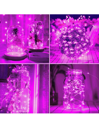 Luces de Cuerda LED Solar 200 luces 20m Rosa DAYLIGHTIR