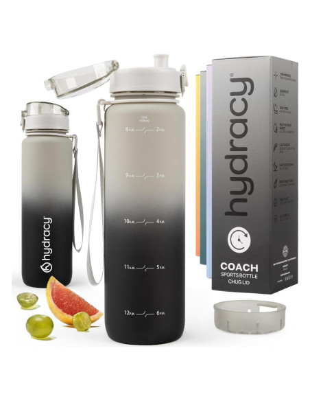 Botella de Agua Hydracy Coach 1L con Marcador de Tiempo y Infusor