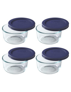 Conjunto de Tazones de Vidrio Pyrex 7202 con Tapas Azules 1 Taza