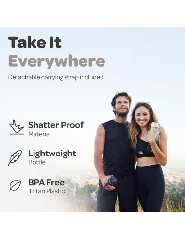 Botella de Agua Hydracy Coach 1L con Marcador de Tiempo y Infusor