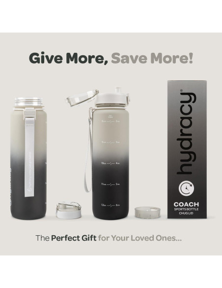 Botella de Agua Hydracy Coach 1L con Marcador de Tiempo y Infusor