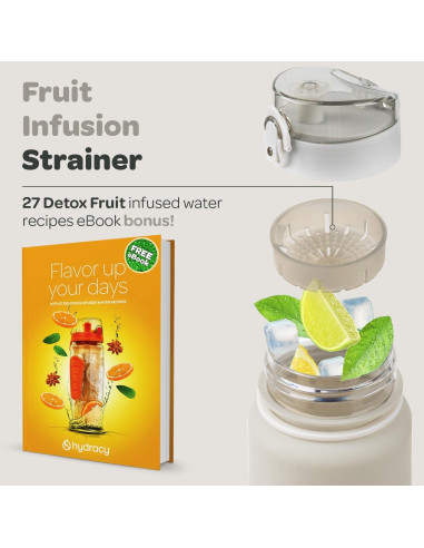 Botella de Agua Hydracy Coach 1L con Marcador de Tiempo y Infusor