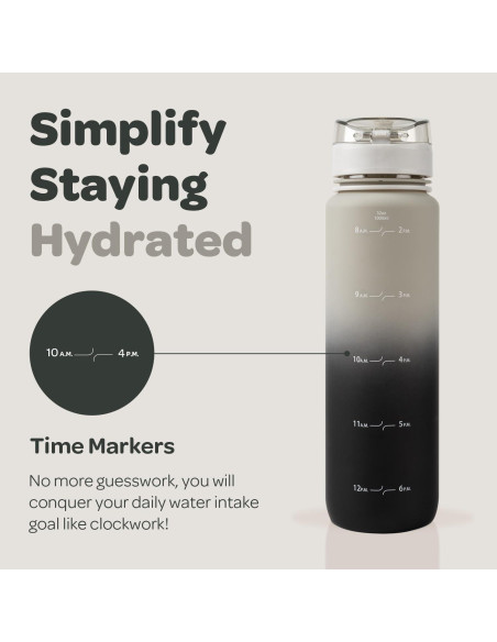 Botella de Agua Hydracy Coach 1L con Marcador de Tiempo y Infusor
