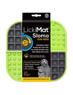 LickiMat Slomo Alfombrilla de Lamer Verde 20x20cm para Perros