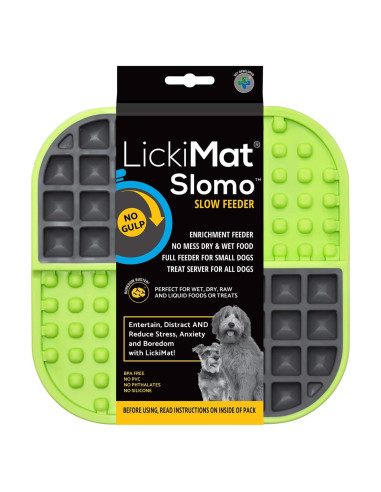LickiMat Slomo Alfombrilla de Lamer Verde 20x20cm para Perros