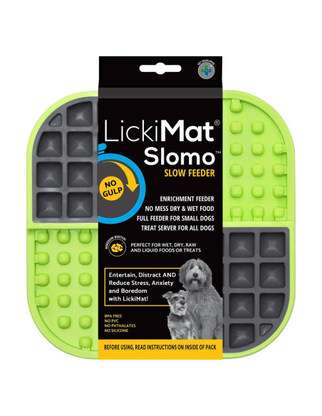 LickiMat Slomo Alfombrilla de Lamer Verde 20x20cm para Perros