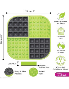 LickiMat Slomo Alfombrilla de Lamer Verde 20x20cm para Perros 2