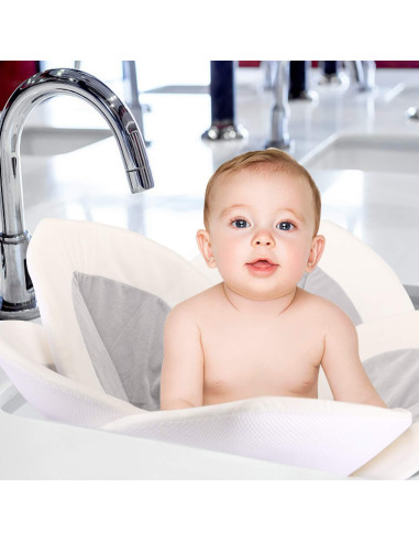 Almohadilla de Baño para Bebé SUNDEE - Flor Gris - Antideslizante