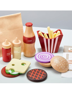 Juego de Comida de Madera Toywoo Set de Hamburguesa 20x10x10cm 2