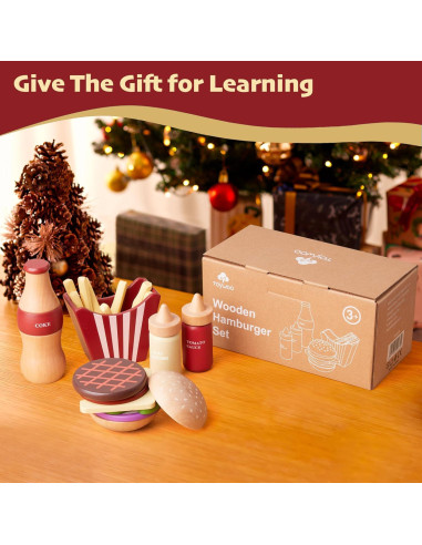 Juego de Comida de Madera Toywoo Set de Hamburguesa 20x10x10cm