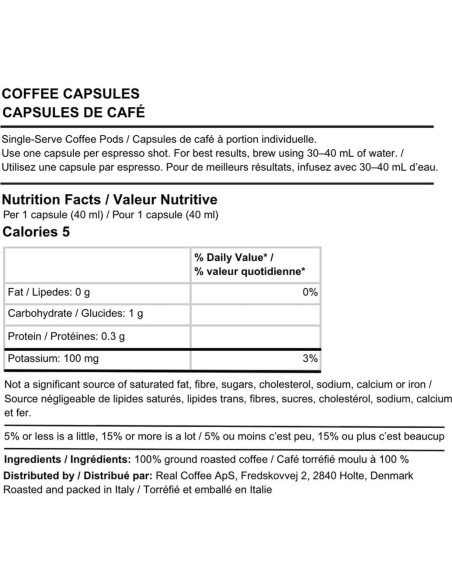 Cápsulas de Café Espresso Orgánico Real Coffee 100 Unidades