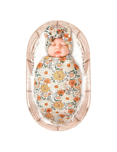 Manta de Recepción para Bebé Niña Konssy + Diadema Beige