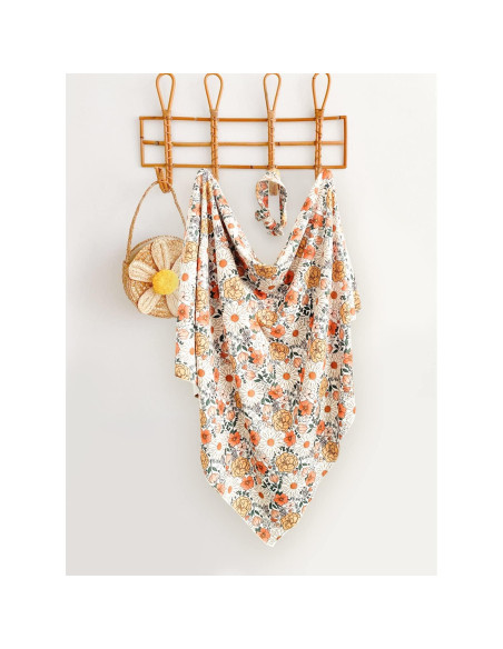 Manta de Recepción para Bebé Niña Konssy + Diadema Beige