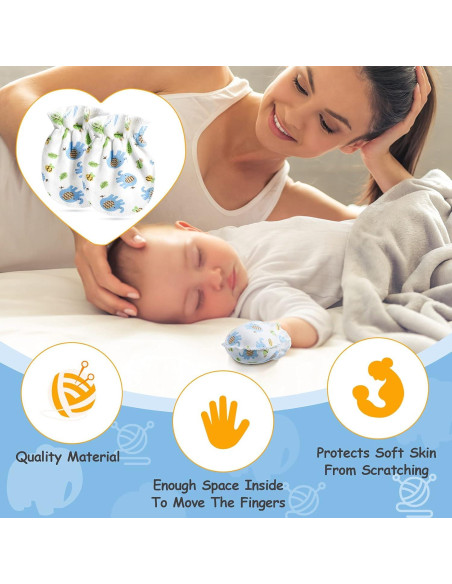 Geyoga 24 Pares Manoplas para Bebés Recien Nacidos 0-6 Meses