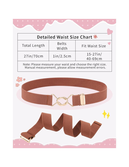 Cinturón Elástico Kajeer para Niñas - Ajustable 38-68.5 cm