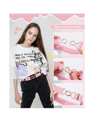 Cinturón Elástico Kajeer para Niñas - Ajustable 38-68.5 cm