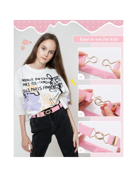 Cinturón Elástico Kajeer para Niñas - Ajustable 38-68.5 cm