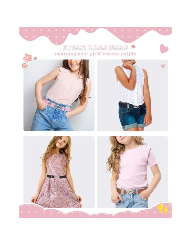 Cinturón Elástico Kajeer para Niñas - Ajustable 38-68.5 cm