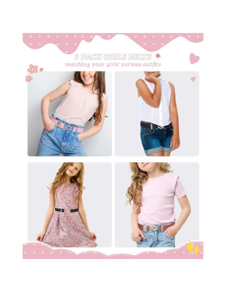 Cinturón Elástico Kajeer para Niñas - Ajustable 38-68.5 cm