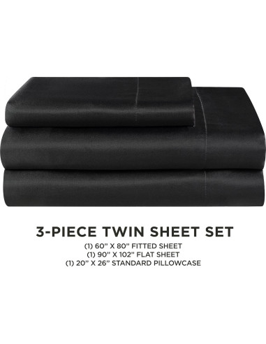 Juego de Sábanas de Satén Twin Juicy Couture Negro 3 Piezas
