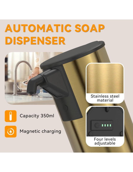 Dispensador Automático de Jabón Greatmay 350ml Acero Inoxidable