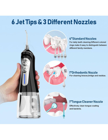 Irrigador Oral Inalámbrico NBGRLVS 320ml IPX7 6 Modos