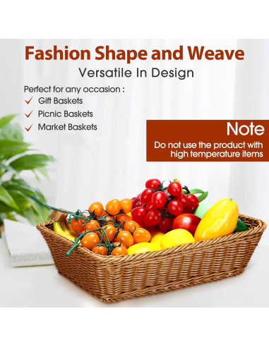 Cestas de Pan de Mimbre Eccliy 40.1x30x8.1 cm 6 Piezas