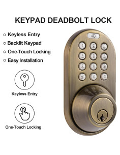 Cerradura Digital Sin Llave MiLocks Doble Cilindro Brass Antiguo 2