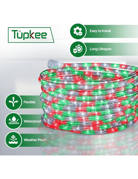 Luces de Cuerda LED Tupkee 7.3m 144 Bombillas Rojo Verde Claro