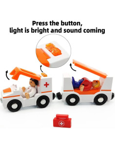 Juego de Trenes Magnéticos DSHMIXIA Ambulancia B con Luz y Sonido 2