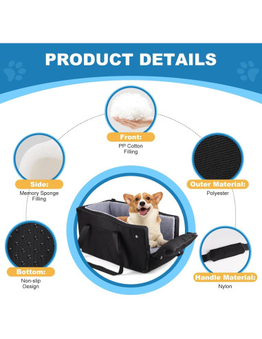 Asiento Elevador para Perros Pequeños EAROND Negro 50.8x25.4cm