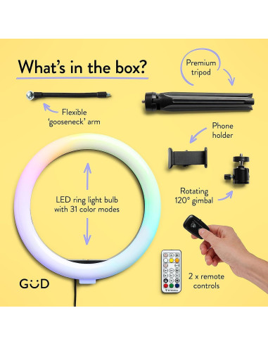 Anillo de Luz Portátil 10 Pulgadas The Güd Company - 5 Modos