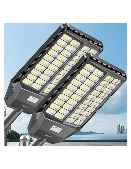 Luz Solar de Calle Deepn 9000W con Sensor de Movimiento - 2 Paquete