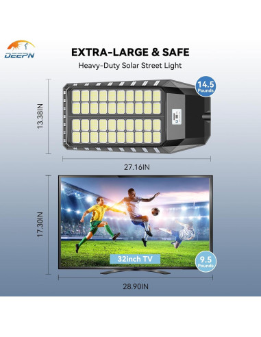 Luz Solar de Calle Deepn 9000W con Sensor de Movimiento - 2 Paquete