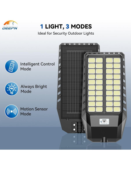 Luz Solar de Calle Deepn 9000W con Sensor de Movimiento - 2 Paquete