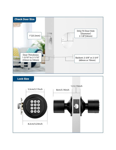 Cerradura de Puerta Inteligente HIDALIFE HL99 Teclado Negro Mate 2 Paquetes