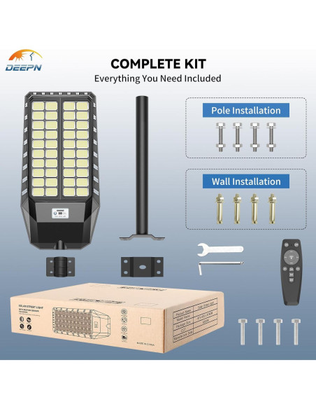 Luz Solar de Calle Deepn 9000W con Sensor de Movimiento - 2 Paquete