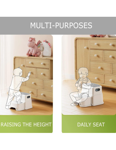 Escalón de 2 Pasos HOMKO para Niños - Antideslizante Gris