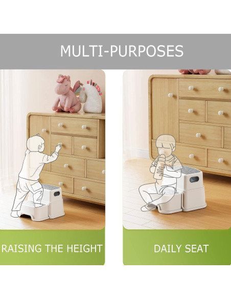 Escalón de 2 Pasos HOMKO para Niños - Antideslizante Gris