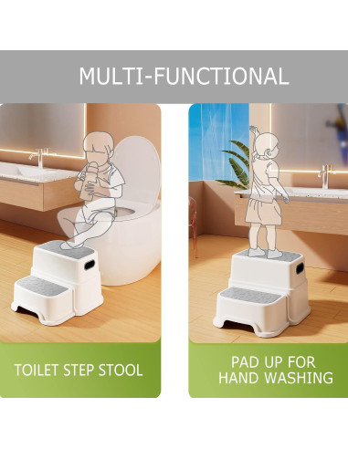 Escalón de 2 Pasos HOMKO para Niños - Antideslizante Gris