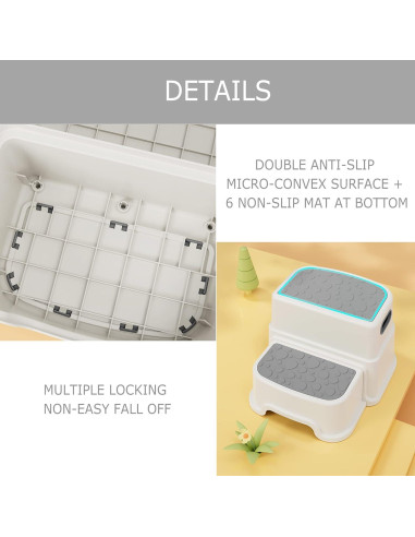 Escalón de 2 Pasos HOMKO para Niños - Antideslizante Gris