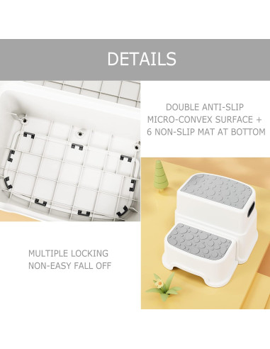 Escalón de 2 Pasos HOMKO para Niños - Antideslizante Gris