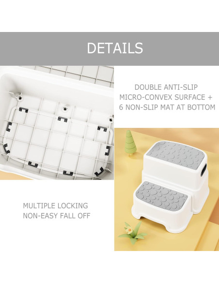 Escalón de 2 Pasos HOMKO para Niños - Antideslizante Gris