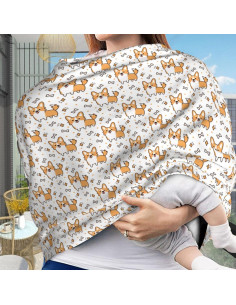 Cubierta de asiento de coche para bebé Corgi sin costuras 69.9x66 cm 2